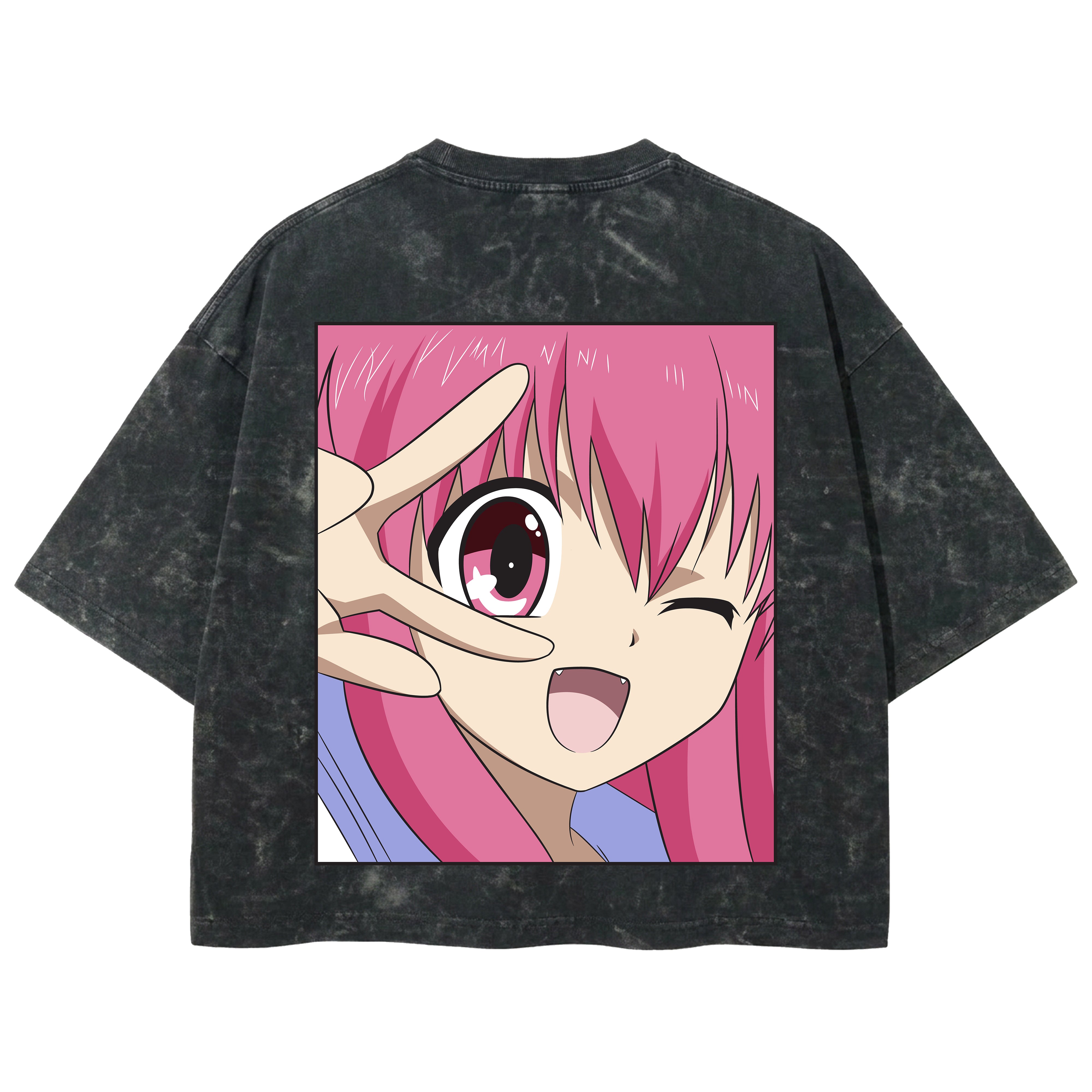 Playera streetwear premium de anime y gaming ExtraLife MX, corte boxy deluxe mineral wash heavyweight en color Acid Wash, moda urbana mexicana de culto.