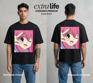Después de la Vida | Vida en el Umbral #04714 - Playera Oversized Premium | Deep Black - Foto en modelo