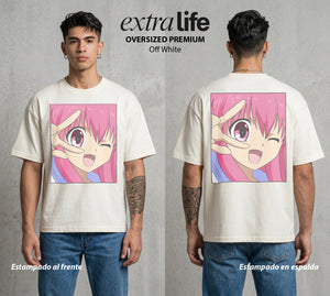 Después de la Vida | Vida en el Umbral #04714 - Playera Oversized Premium | Off White - Foto en modelo