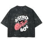 Playera streetwear premium de anime y gaming ExtraLife MX, corte boxy deluxe mineral wash heavyweight en color Acid Wash, moda urbana mexicana de culto.