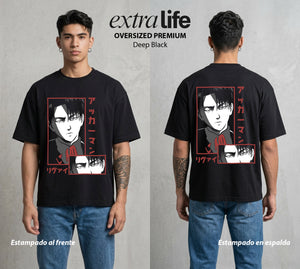 Mas Alla del Muro | Capitán de la Humanidad #04719 - Playera Oversized Premium | Deep Black - Foto en modelo