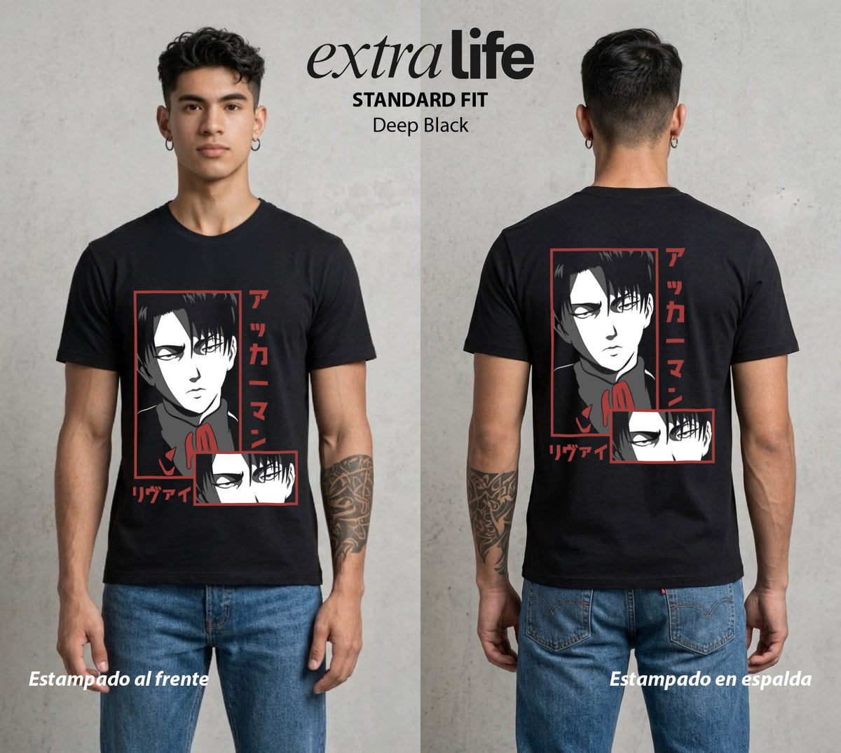 Mas Alla del Muro | Capitán de la Humanidad #04719 - Playera Classic Premium | Deep Black - Foto en modelo