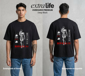 Los Combatientes del Submundo | Gladiador del Subsuelo #04721 - Playera Oversized Premium | Deep Black - Foto en modelo
