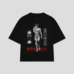 Playera streetwear premium de anime y gaming ExtraLife MX, corte oversized drop shoulder ligero y fresco en color Deep Black y Off-White, moda urbana mexicana de culto.
