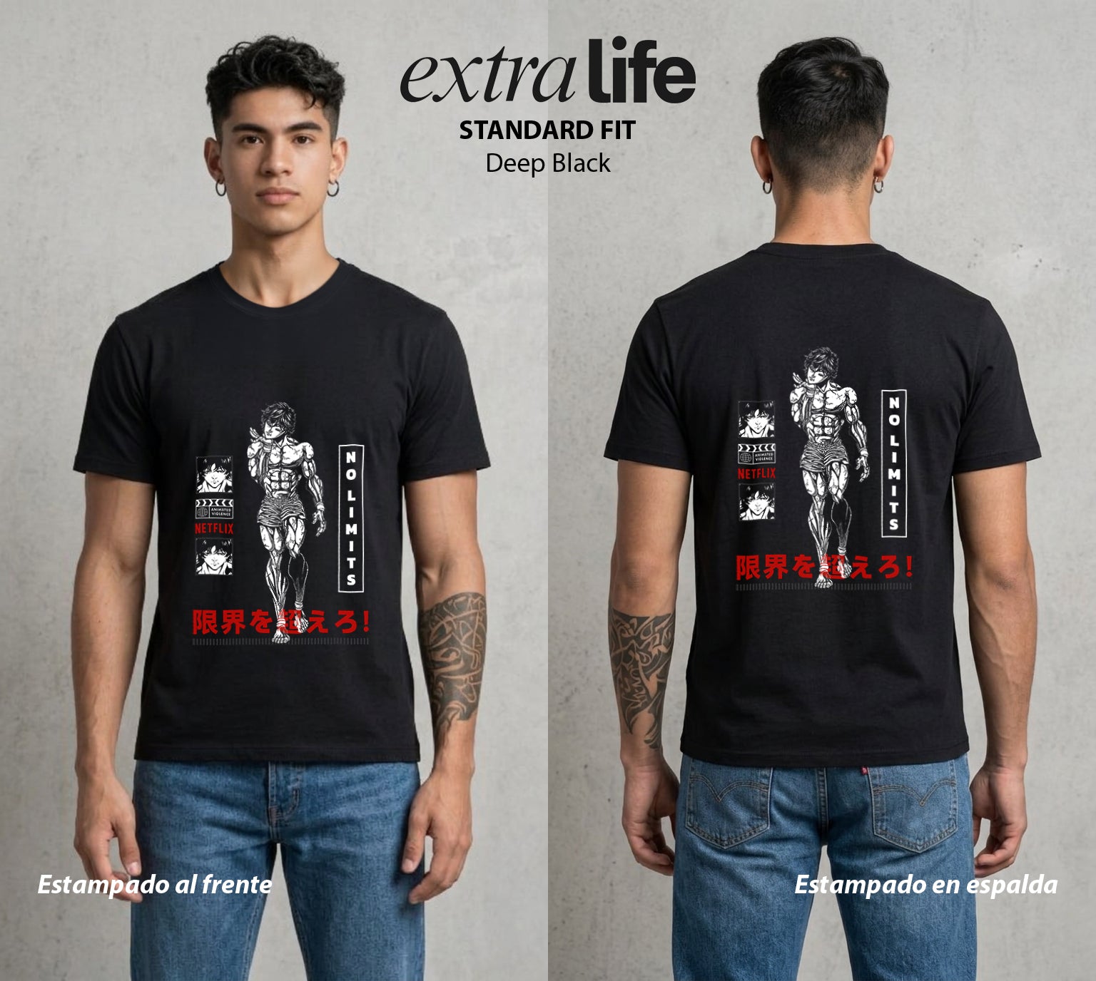 Los Combatientes del Submundo | Gladiador del Subsuelo #04721 - Playera Standard Fit | Deep Black - Foto en modelo