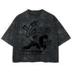 Playera streetwear premium de anime y gaming ExtraLife MX, corte boxy deluxe mineral wash heavyweight en color Acid Wash, moda urbana mexicana de culto.
