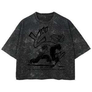 Playera streetwear premium de anime y gaming ExtraLife MX, corte boxy deluxe mineral wash heavyweight en color Acid Wash, moda urbana mexicana de culto.