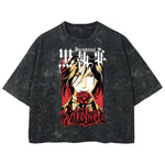 Playera streetwear premium de anime y gaming ExtraLife MX, corte boxy deluxe mineral wash heavyweight en color Acid Wash, moda urbana mexicana de culto.