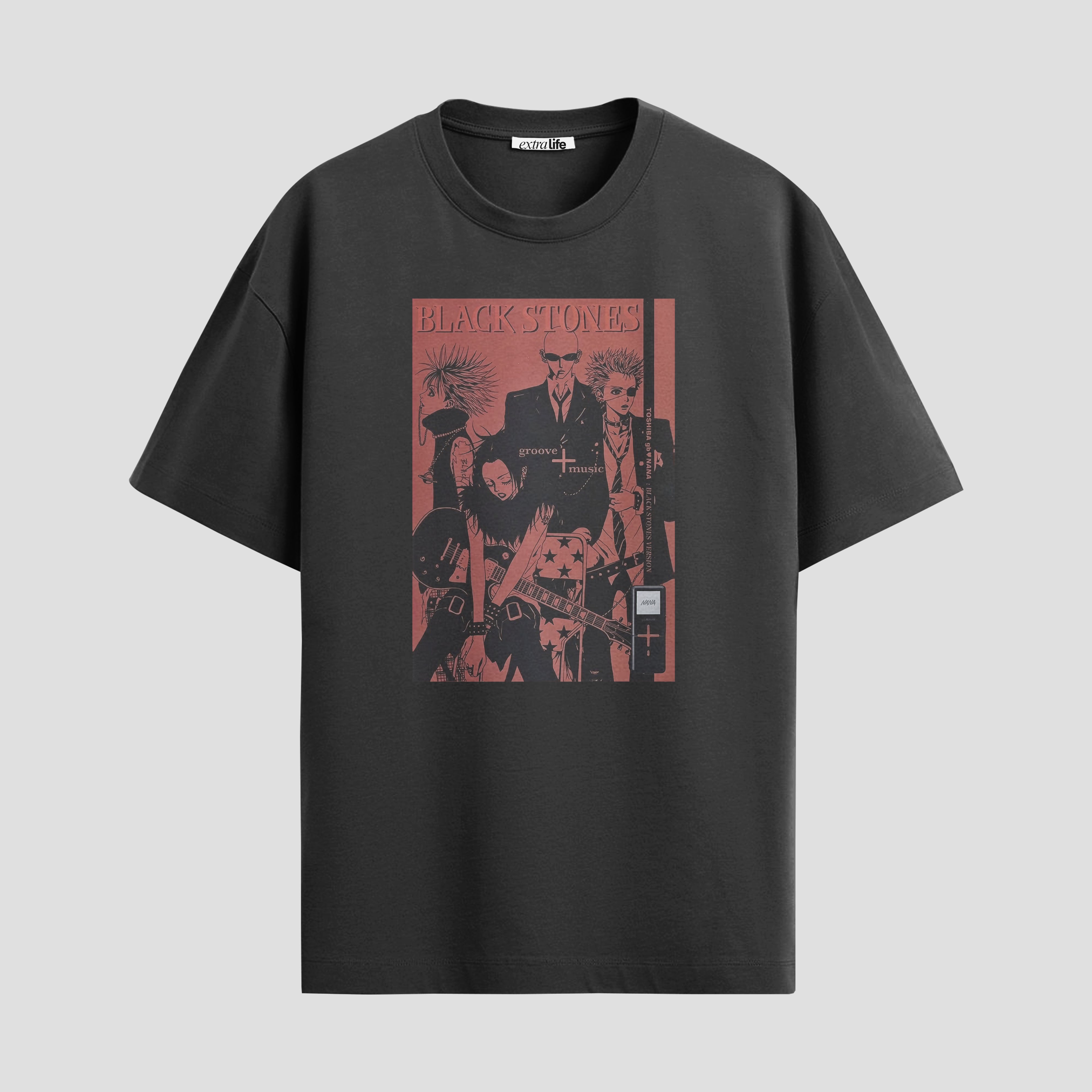 Playera urbana de anime y gaming ExtraLife MX, corte Standard Fit unisex ligero y transpirable en color Deep Black y Pure White, ropa de uso diario para gym y casual.