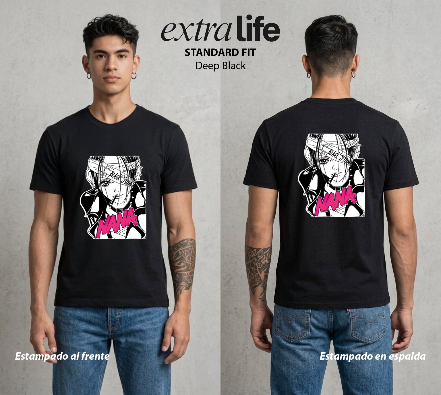 Dos Destinos Un Nombre | Reina del Rock II #04727 - Playera Standard Fit | Deep Black - Foto en modelo