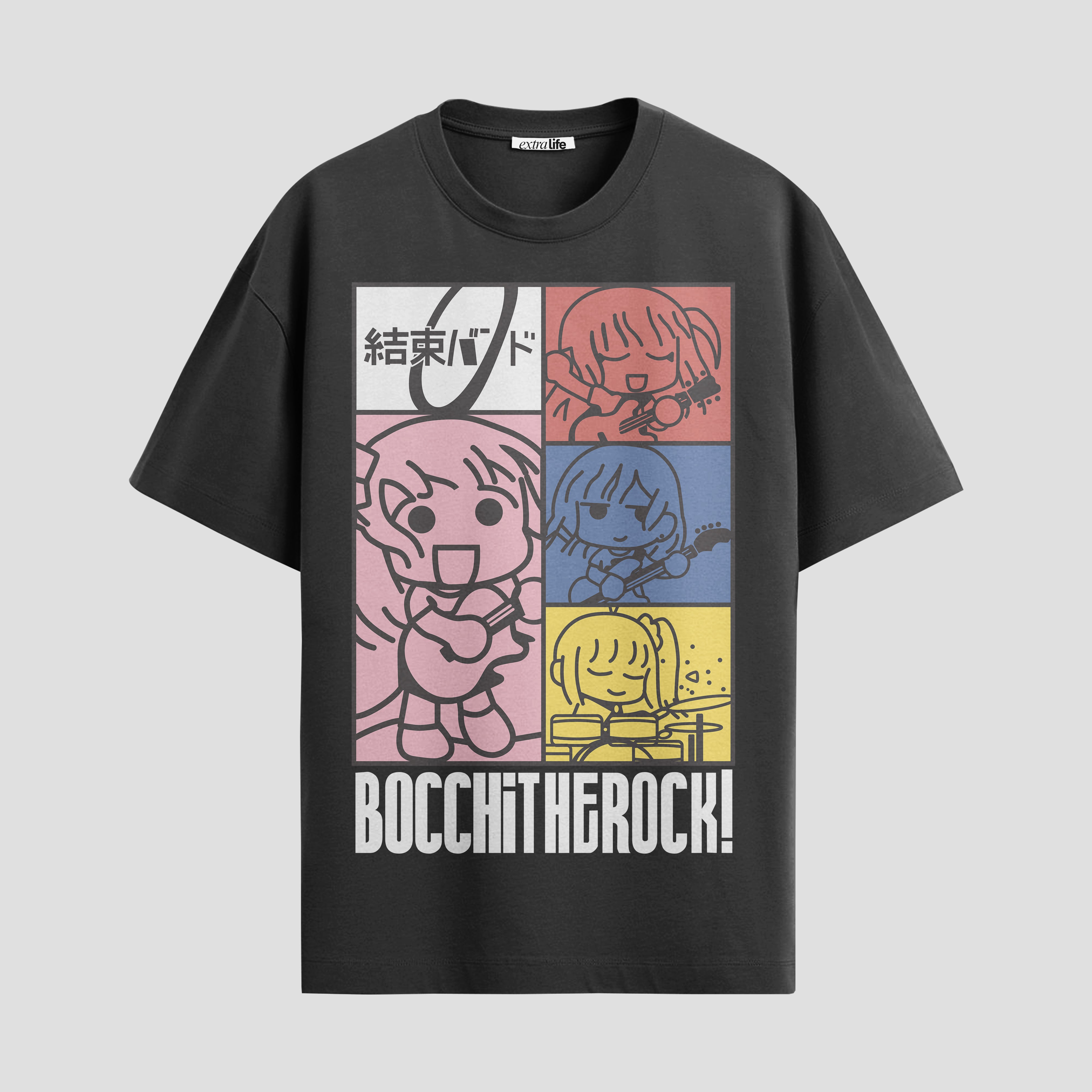 Playera urbana de anime y gaming ExtraLife MX, corte Standard Fit unisex ligero y transpirable en color Deep Black y Pure White, ropa de uso diario para gym y casual.