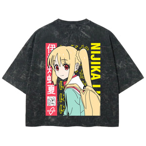 Playera streetwear premium de anime y gaming ExtraLife MX, corte boxy deluxe mineral wash heavyweight en color Acid Wash, moda urbana mexicana de culto.