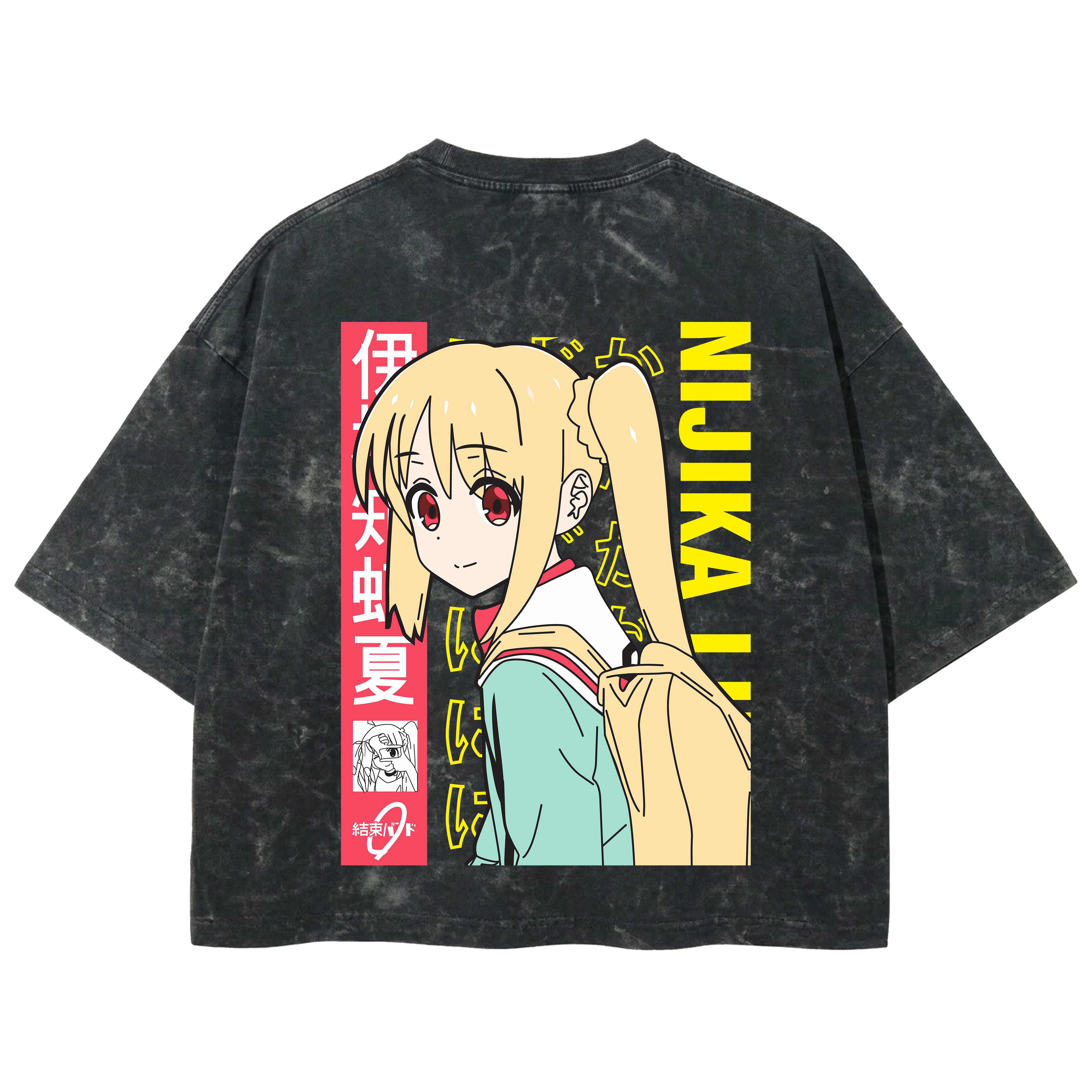 Playera streetwear premium de anime y gaming ExtraLife MX, corte boxy deluxe mineral wash heavyweight en color Acid Wash, moda urbana mexicana de culto.