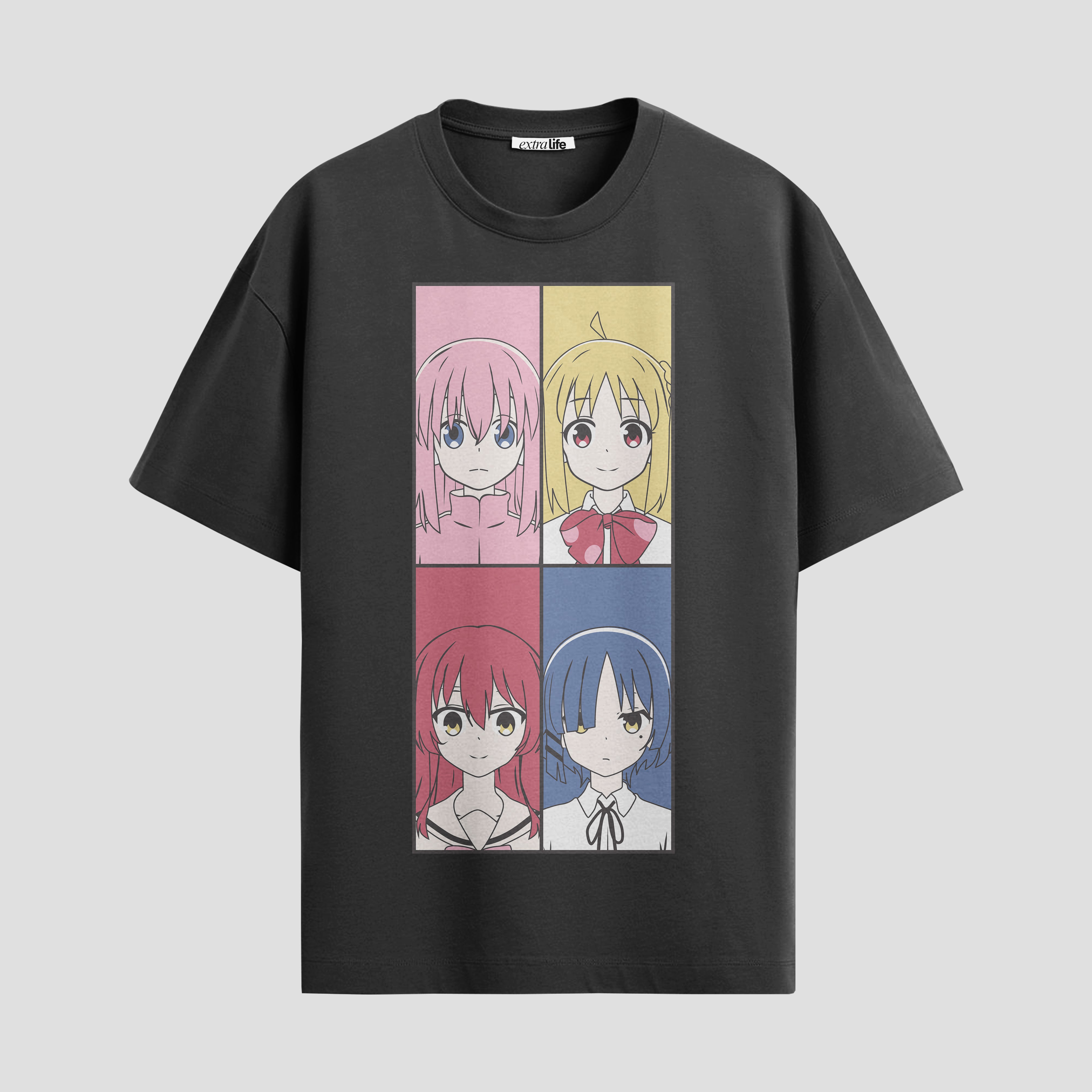 Playera urbana de anime y gaming ExtraLife MX, corte Standard Fit unisex ligero y transpirable en color Deep Black y Pure White, ropa de uso diario para gym y casual.