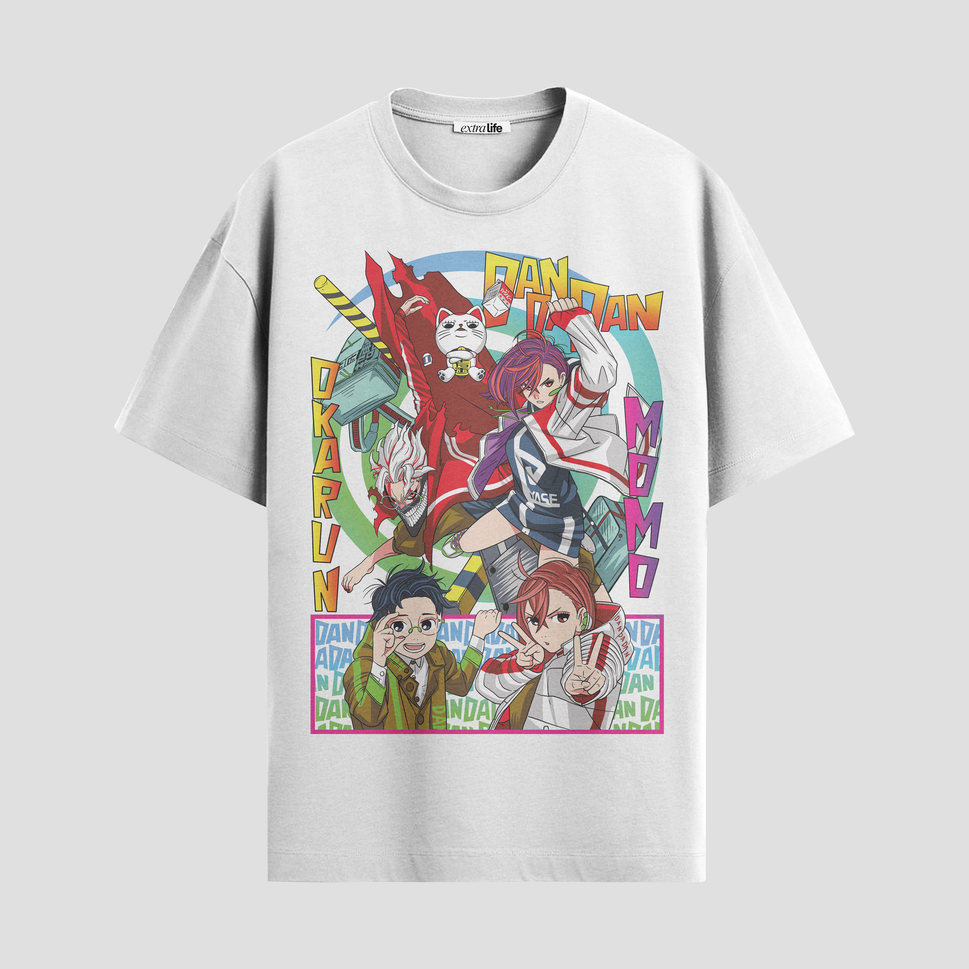Playera urbana de anime y gaming ExtraLife MX, corte Standard Fit unisex ligero y transpirable en color Deep Black y Pure White, ropa de uso diario para gym y casual.