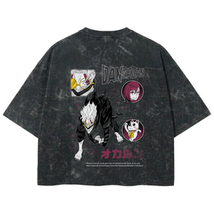 Playera streetwear premium de anime y gaming ExtraLife MX, corte boxy deluxe mineral wash heavyweight en color Acid Wash, moda urbana mexicana de culto.