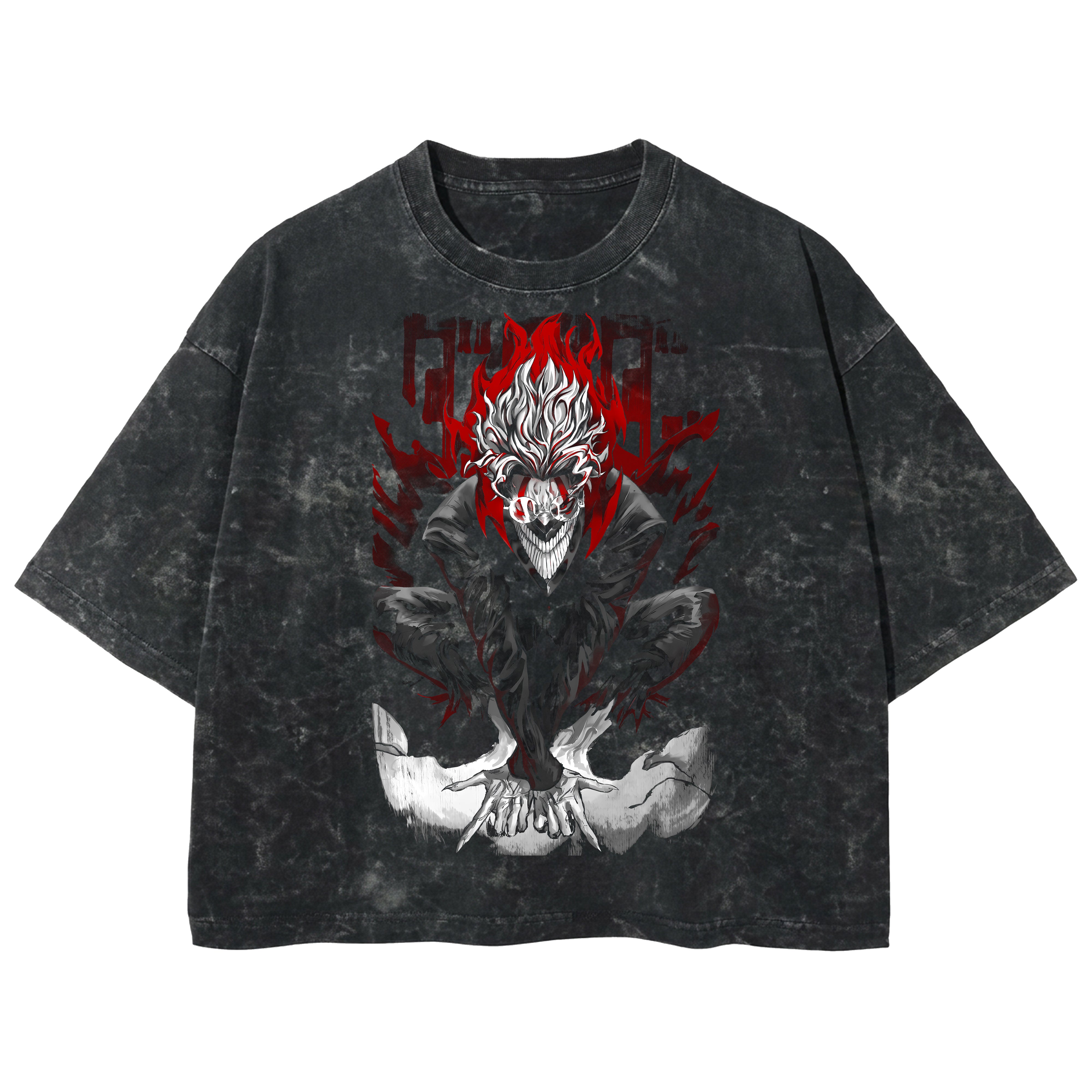 Playera streetwear premium de anime y gaming ExtraLife MX, corte boxy deluxe mineral wash heavyweight en color Acid Wash, moda urbana mexicana de culto.