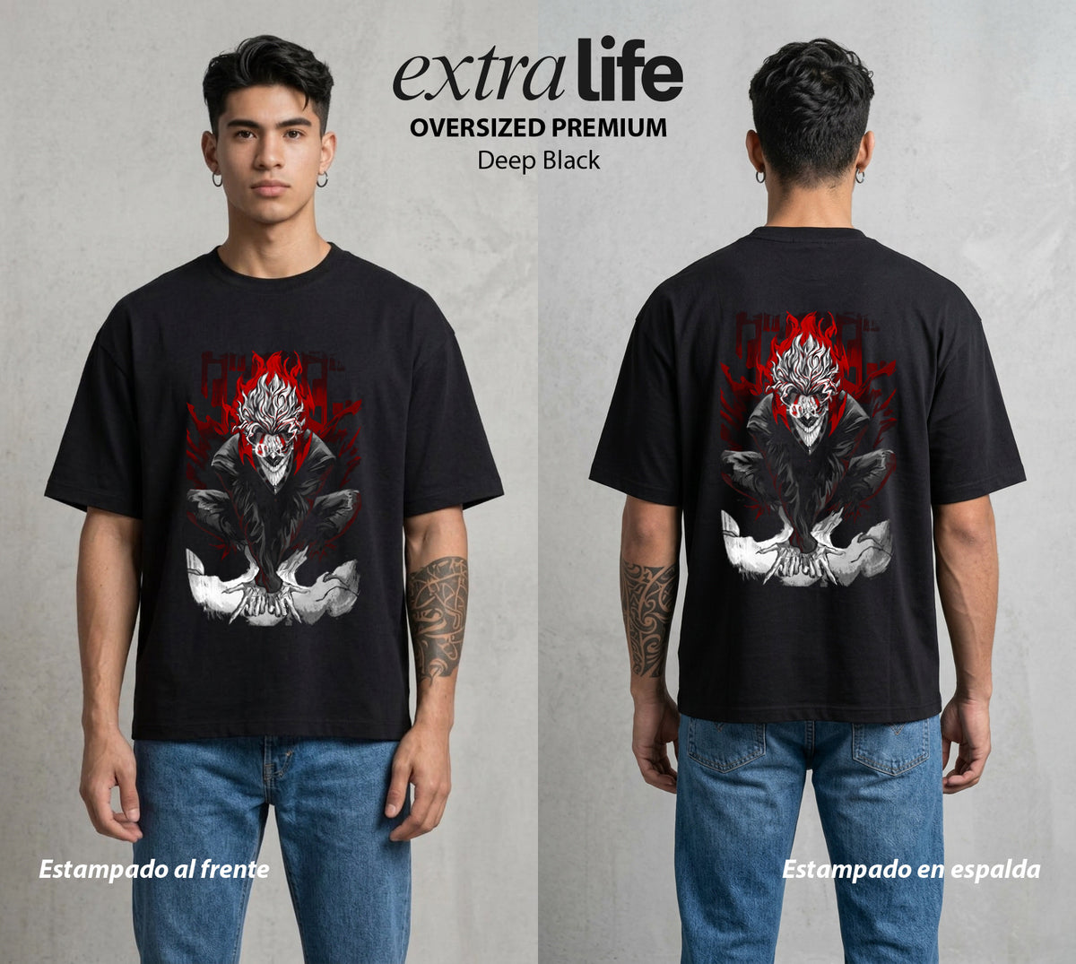 Lo Paranormal Cotidiano | Fenómeno Extraño II #04746 - Playera Oversized Premium | Deep Black - Foto en modelo