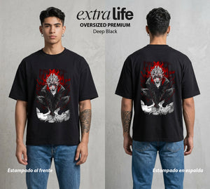 Lo Paranormal Cotidiano | Fenómeno Extraño II #04746 - Playera Oversized Premium | Deep Black - Foto en modelo