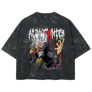 Playera streetwear premium de anime y gaming ExtraLife MX, corte boxy deluxe mineral wash heavyweight en color Acid Wash, moda urbana mexicana de culto.