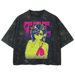 Playera streetwear premium de anime y gaming ExtraLife MX, corte boxy deluxe mineral wash heavyweight en color Acid Wash, moda urbana mexicana de culto.