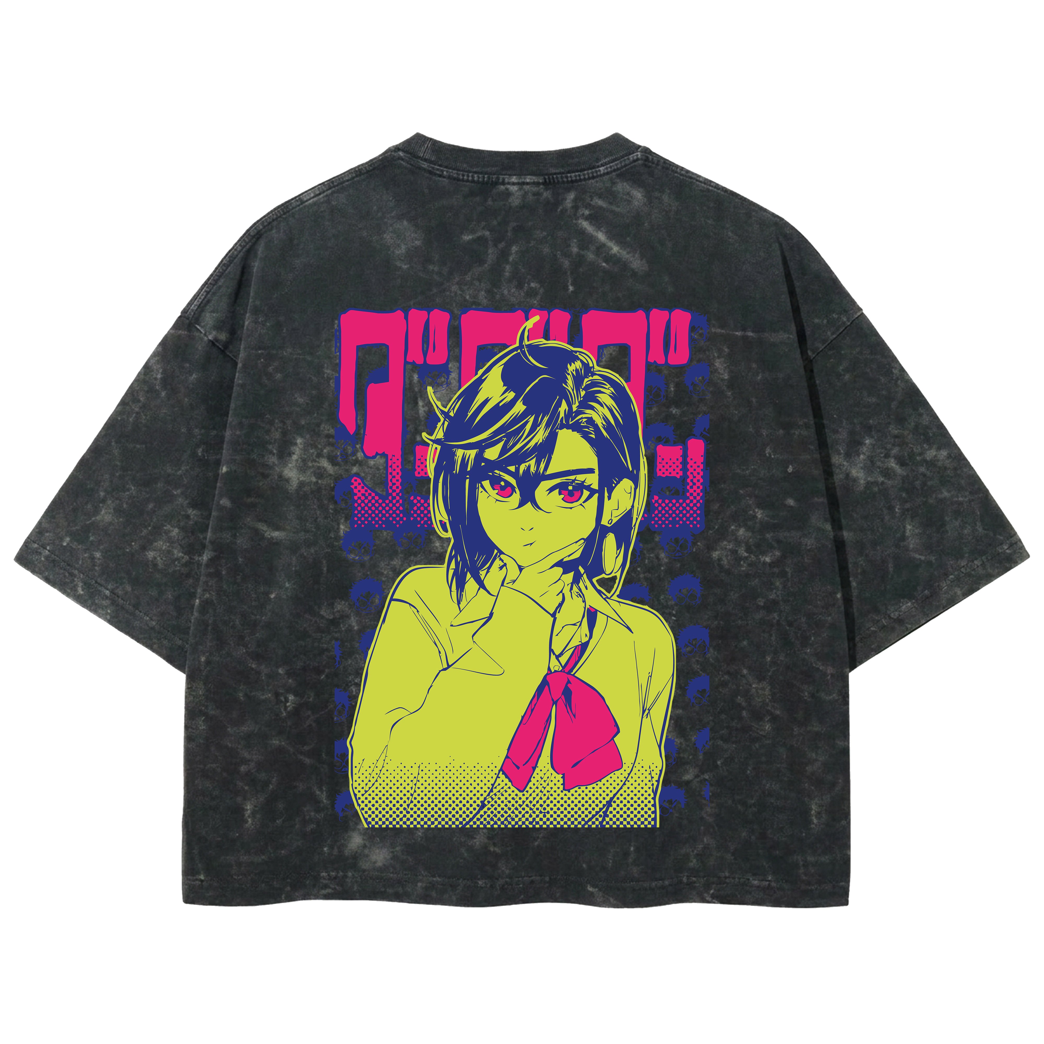 Playera streetwear premium de anime y gaming ExtraLife MX, corte boxy deluxe mineral wash heavyweight en color Acid Wash, moda urbana mexicana de culto.