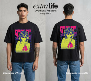 Lo Paranormal Cotidiano | Catástrofe Paranormal #04749 - Playera Oversized Premium | Deep Black - Foto en modelo