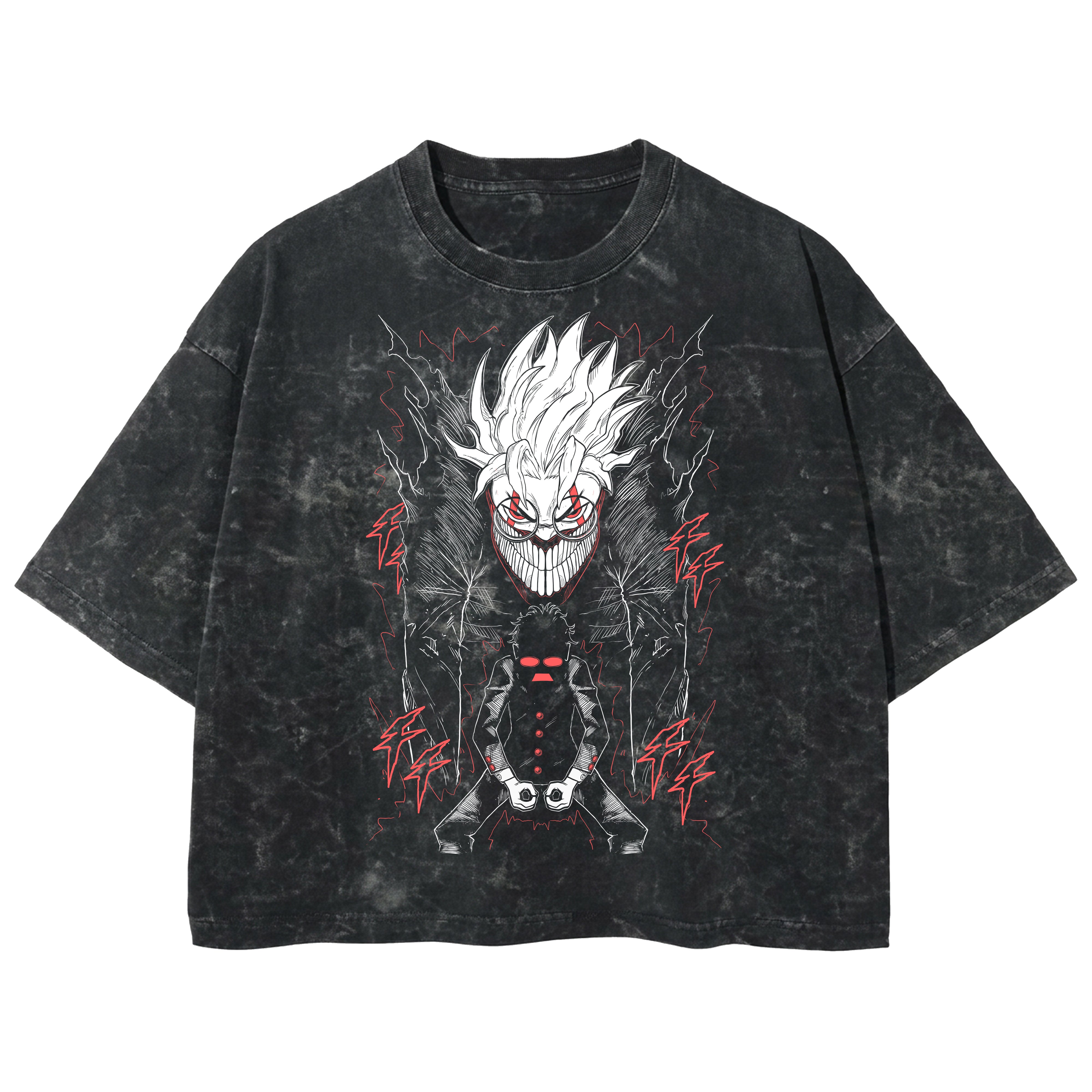 Playera streetwear premium de anime y gaming ExtraLife MX, corte boxy deluxe mineral wash heavyweight en color Acid Wash, moda urbana mexicana de culto.