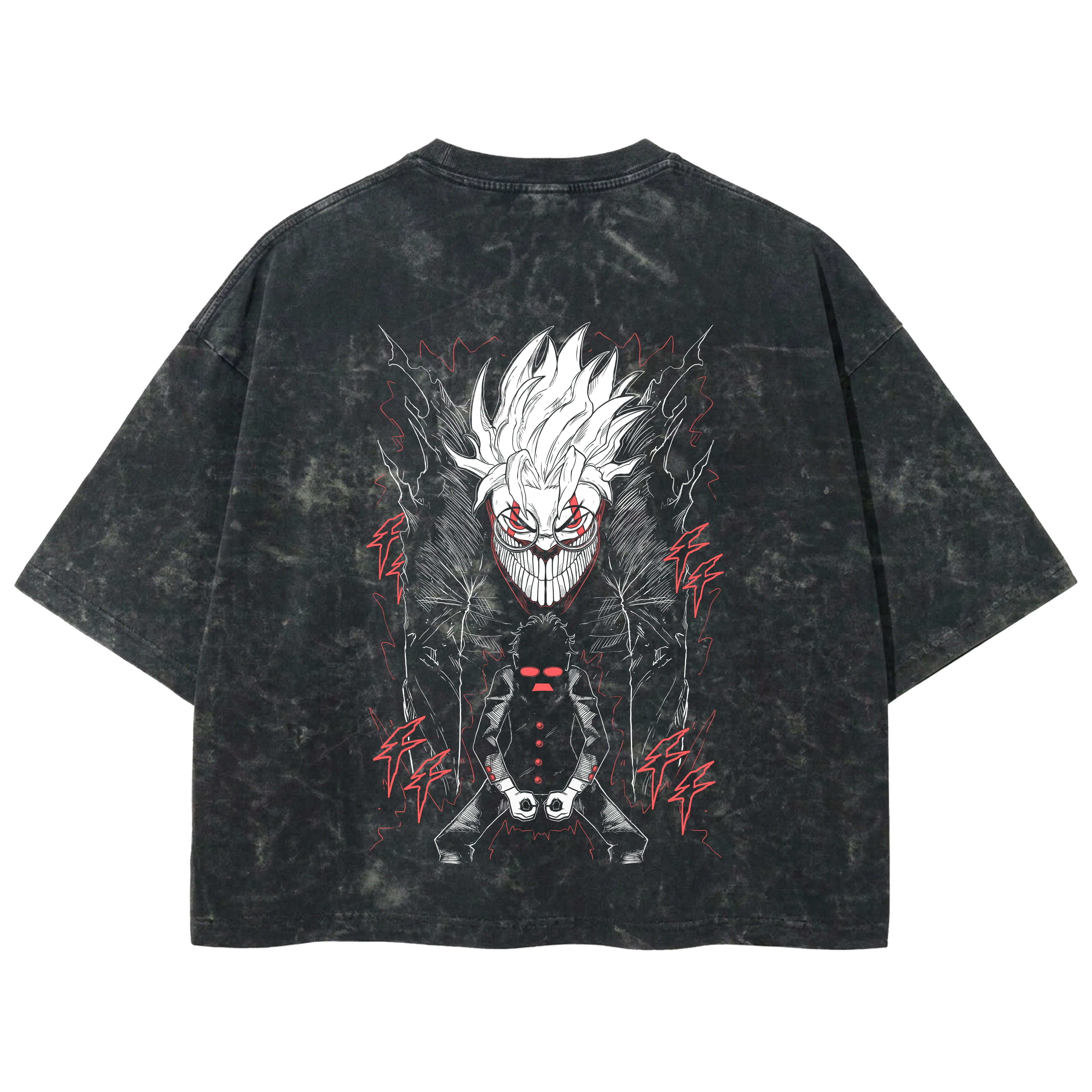 Playera streetwear premium de anime y gaming ExtraLife MX, corte boxy deluxe mineral wash heavyweight en color Acid Wash, moda urbana mexicana de culto.