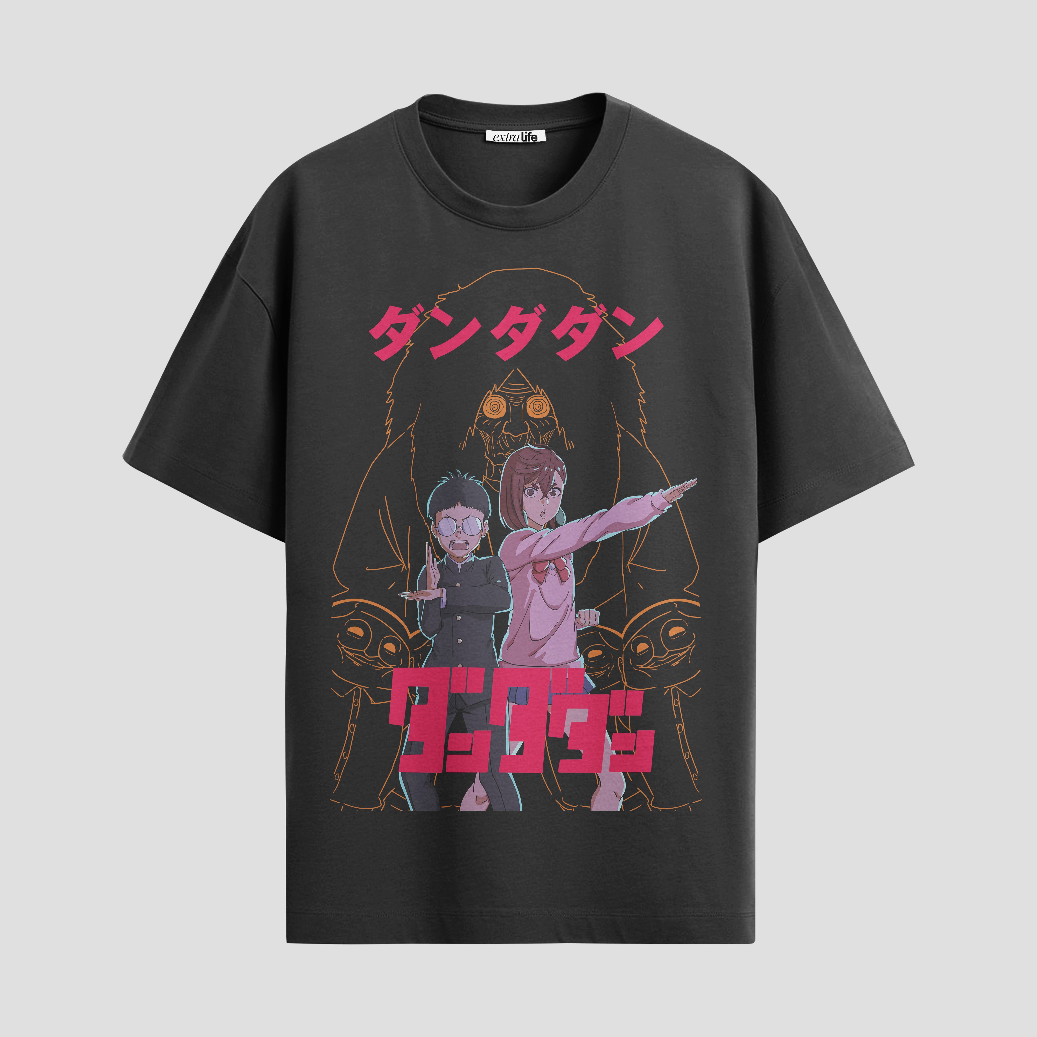 Playera urbana de anime y gaming ExtraLife MX, corte Standard Fit unisex ligero y transpirable en color Deep Black y Pure White, ropa de uso diario para gym y casual.