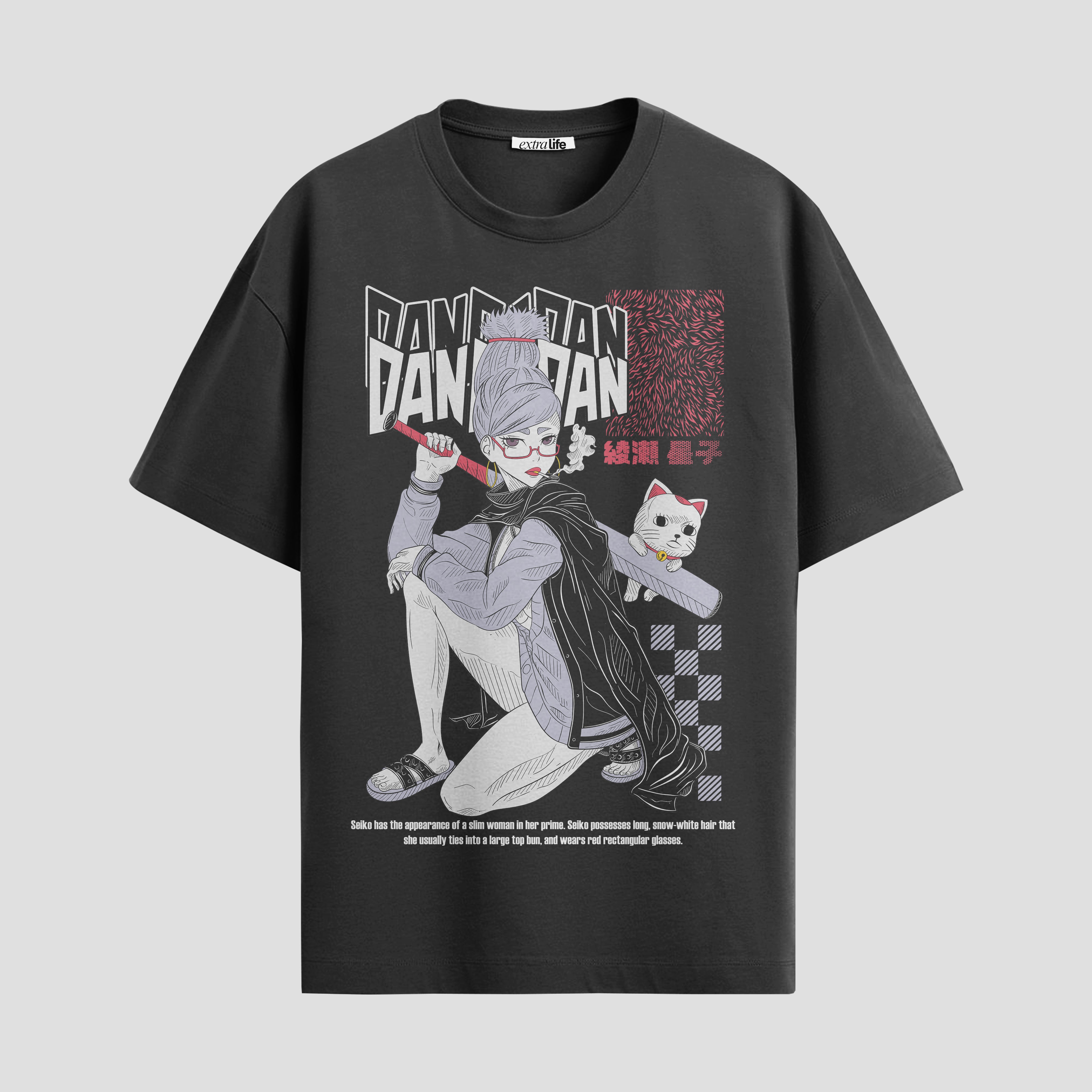 Playera urbana de anime y gaming ExtraLife MX, corte Standard Fit unisex ligero y transpirable en color Deep Black y Pure White, ropa de uso diario para gym y casual.