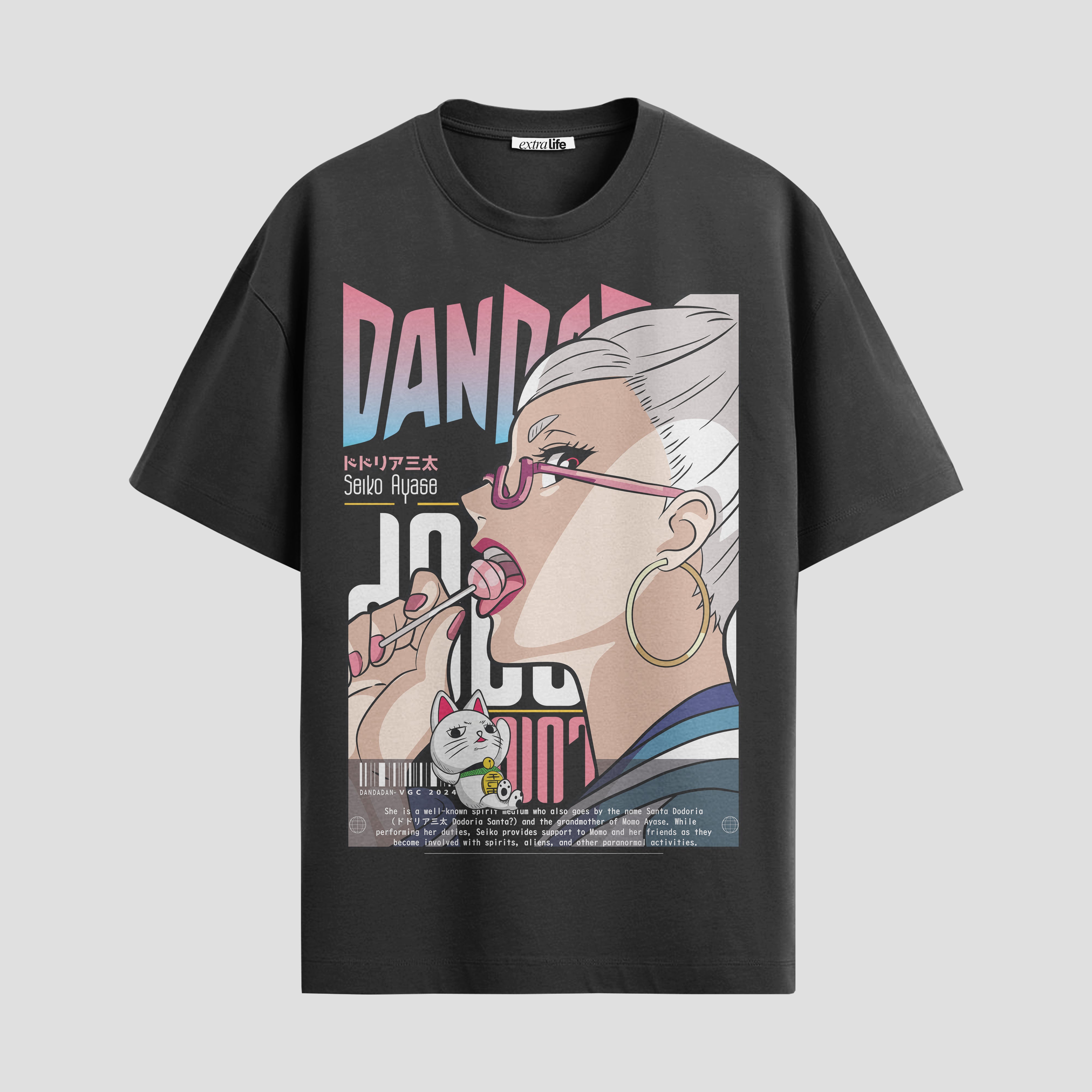 Playera urbana de anime y gaming ExtraLife MX, corte Standard Fit unisex ligero y transpirable en color Deep Black y Pure White, ropa de uso diario para gym y casual.