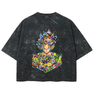 Playera streetwear premium de anime y gaming ExtraLife MX, corte boxy deluxe mineral wash heavyweight en color Acid Wash, moda urbana mexicana de culto.