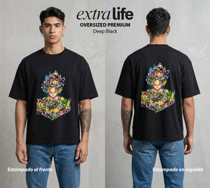 El Poder de las Esferas | Guerrero de las Estrellas #04763 - Playera Oversized Premium | Deep Black - Foto en modelo