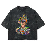 Playera streetwear premium de anime y gaming ExtraLife MX, corte boxy deluxe mineral wash heavyweight en color Acid Wash, moda urbana mexicana de culto.