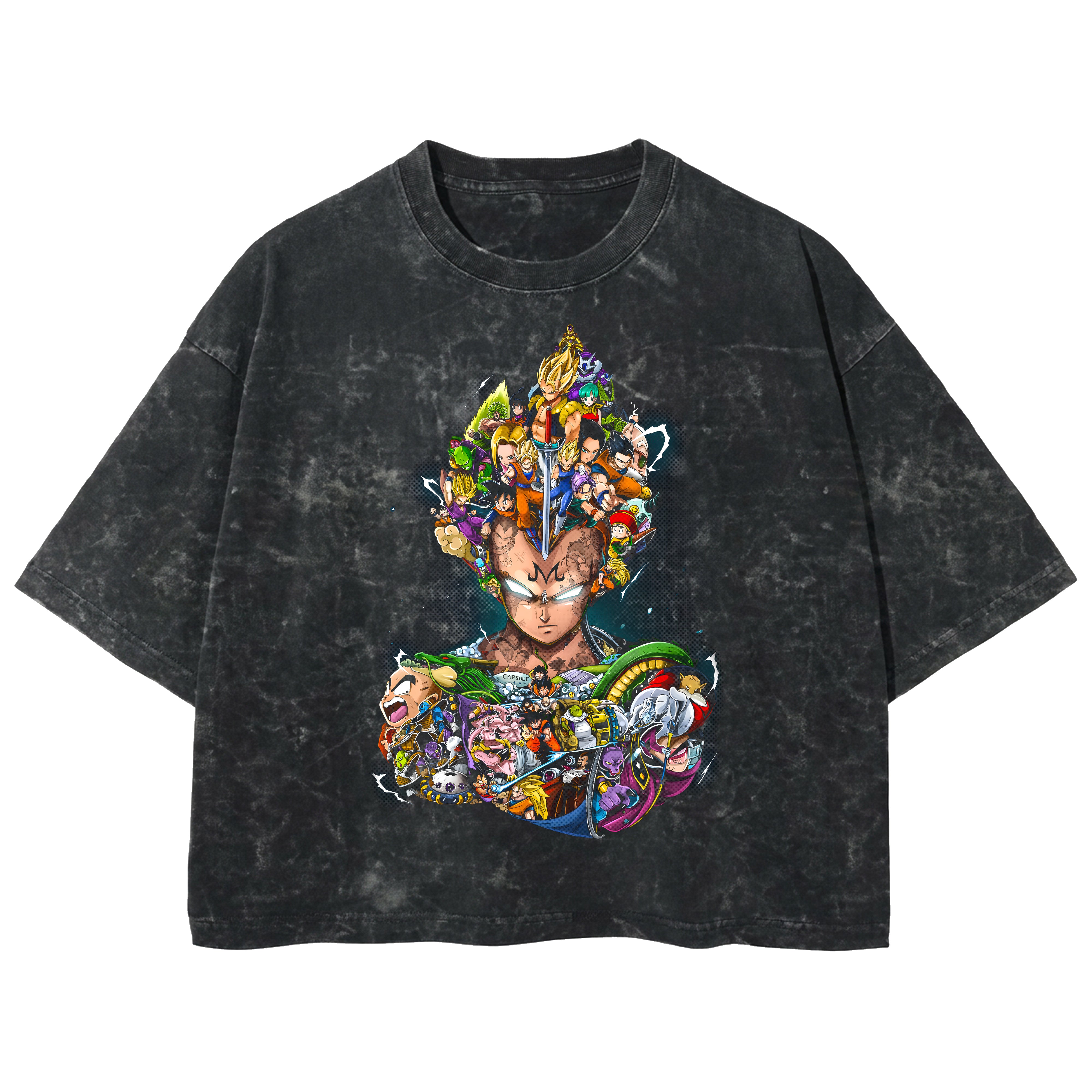 Playera streetwear premium de anime y gaming ExtraLife MX, corte boxy deluxe mineral wash heavyweight en color Acid Wash, moda urbana mexicana de culto.