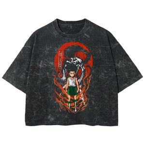 Playera streetwear premium de anime y gaming ExtraLife MX, corte boxy deluxe mineral wash heavyweight en color Acid Wash, moda urbana mexicana de culto.