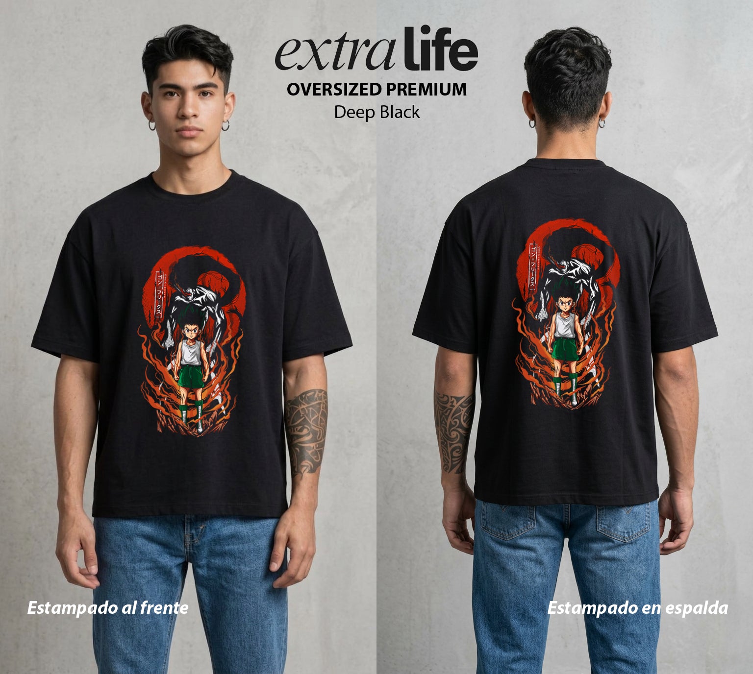 La Prueba del Cazador | Camino del Cazador I #04767 - Playera Oversized Premium | Deep Black - Foto en modelo