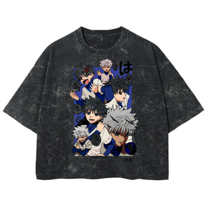Playera streetwear premium de anime y gaming ExtraLife MX, corte boxy deluxe mineral wash heavyweight en color Acid Wash, moda urbana mexicana de culto.