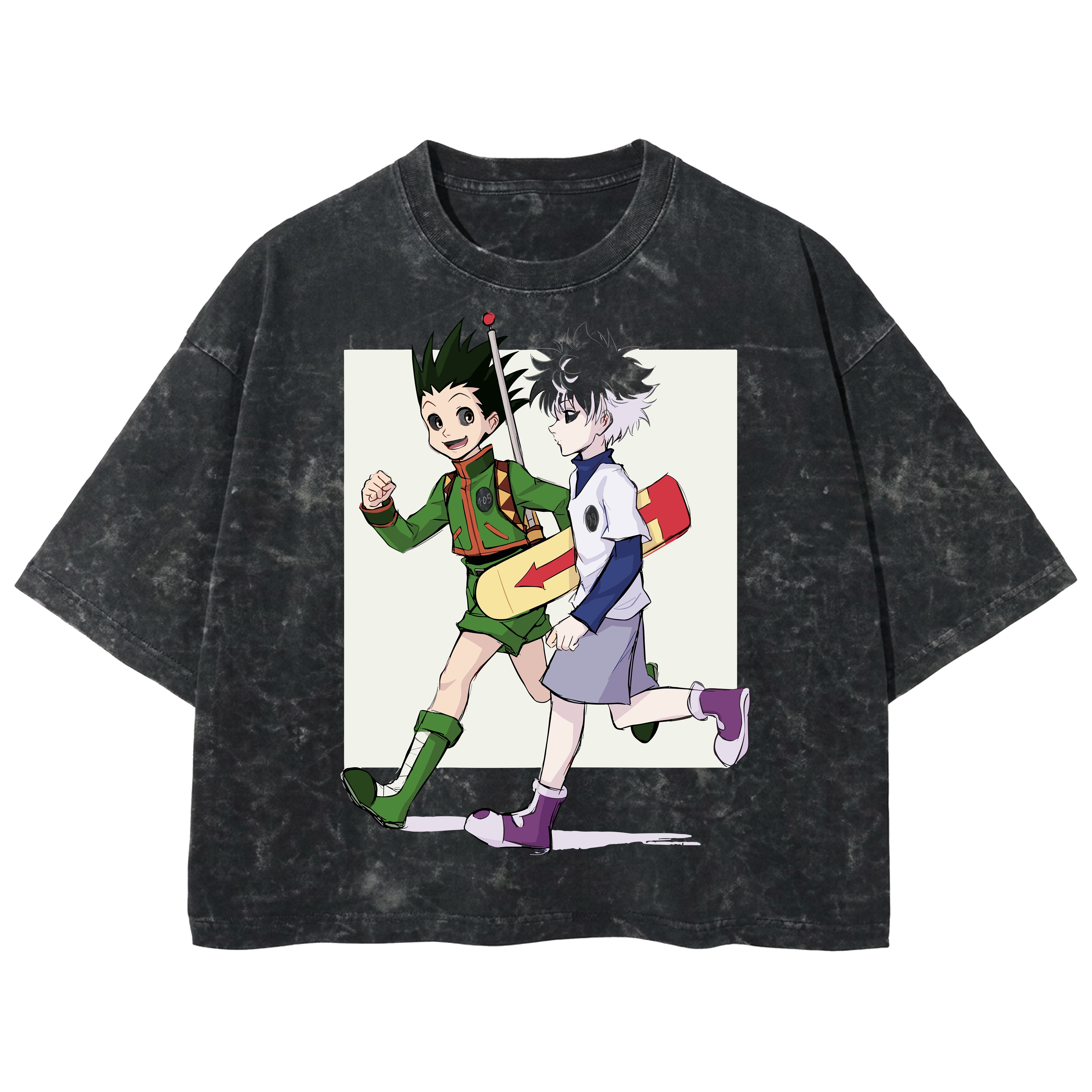 Playera streetwear premium de anime y gaming ExtraLife MX, corte boxy deluxe mineral wash heavyweight en color Acid Wash, moda urbana mexicana de culto.