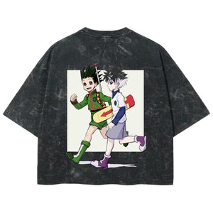 Playera streetwear premium de anime y gaming ExtraLife MX, corte boxy deluxe mineral wash heavyweight en color Acid Wash, moda urbana mexicana de culto.