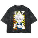 Playera streetwear premium de anime y gaming ExtraLife MX, corte boxy deluxe mineral wash heavyweight en color Acid Wash, moda urbana mexicana de culto.