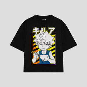 Playera streetwear premium de anime y gaming ExtraLife MX, corte oversized drop shoulder ligero y fresco en color Deep Black y Off-White, moda urbana mexicana de culto.