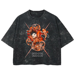Playera streetwear premium de anime y gaming ExtraLife MX, corte boxy deluxe mineral wash heavyweight en color Acid Wash, moda urbana mexicana de culto.