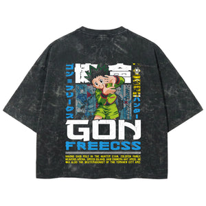 Playera streetwear premium de anime y gaming ExtraLife MX, corte boxy deluxe mineral wash heavyweight en color Acid Wash, moda urbana mexicana de culto.