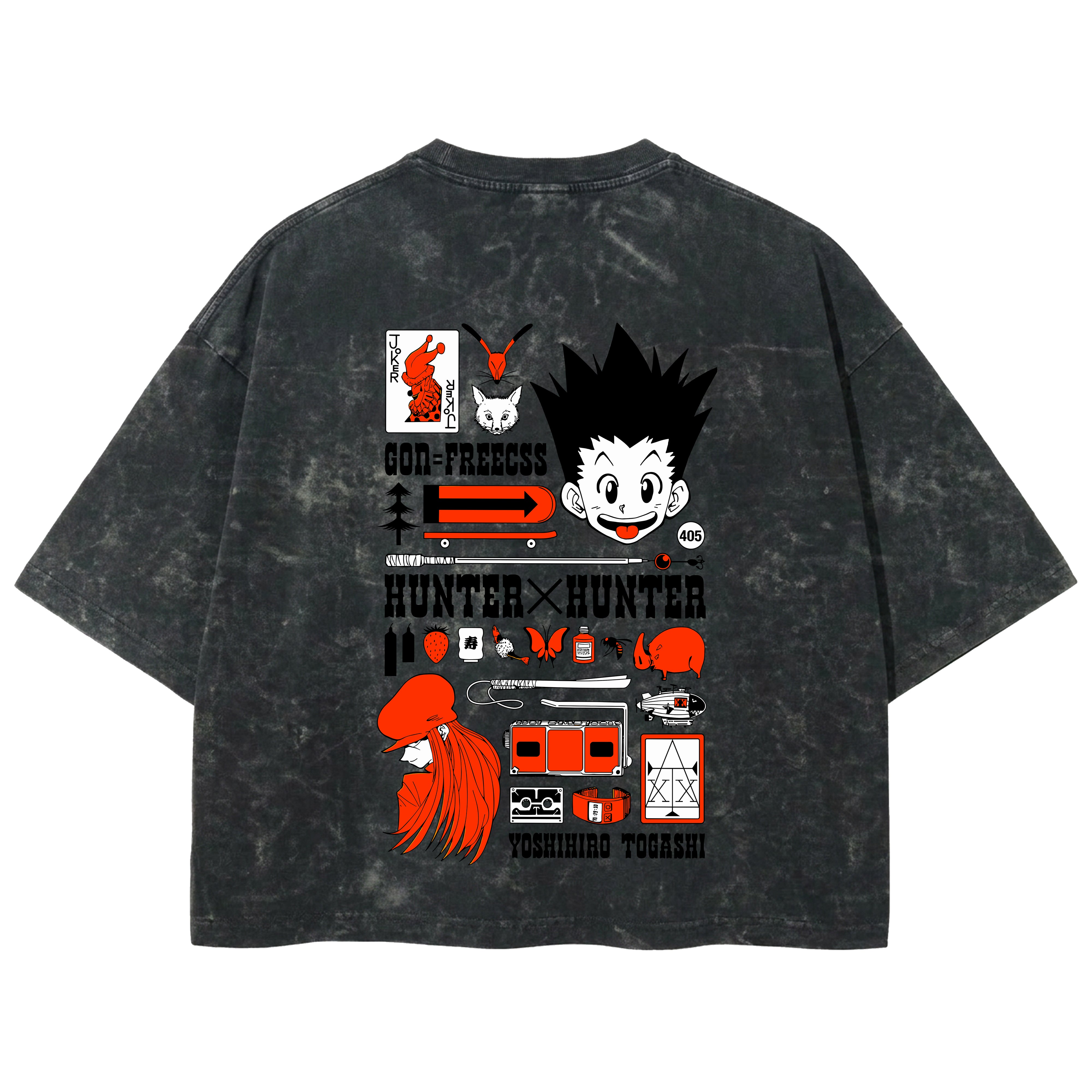 Playera streetwear premium de anime y gaming ExtraLife MX, corte boxy deluxe mineral wash heavyweight en color Acid Wash, moda urbana mexicana de culto.