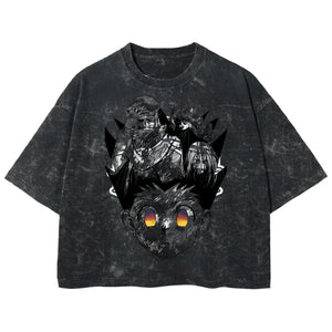 Playera streetwear premium de anime y gaming ExtraLife MX, corte boxy deluxe mineral wash heavyweight en color Acid Wash, moda urbana mexicana de culto.