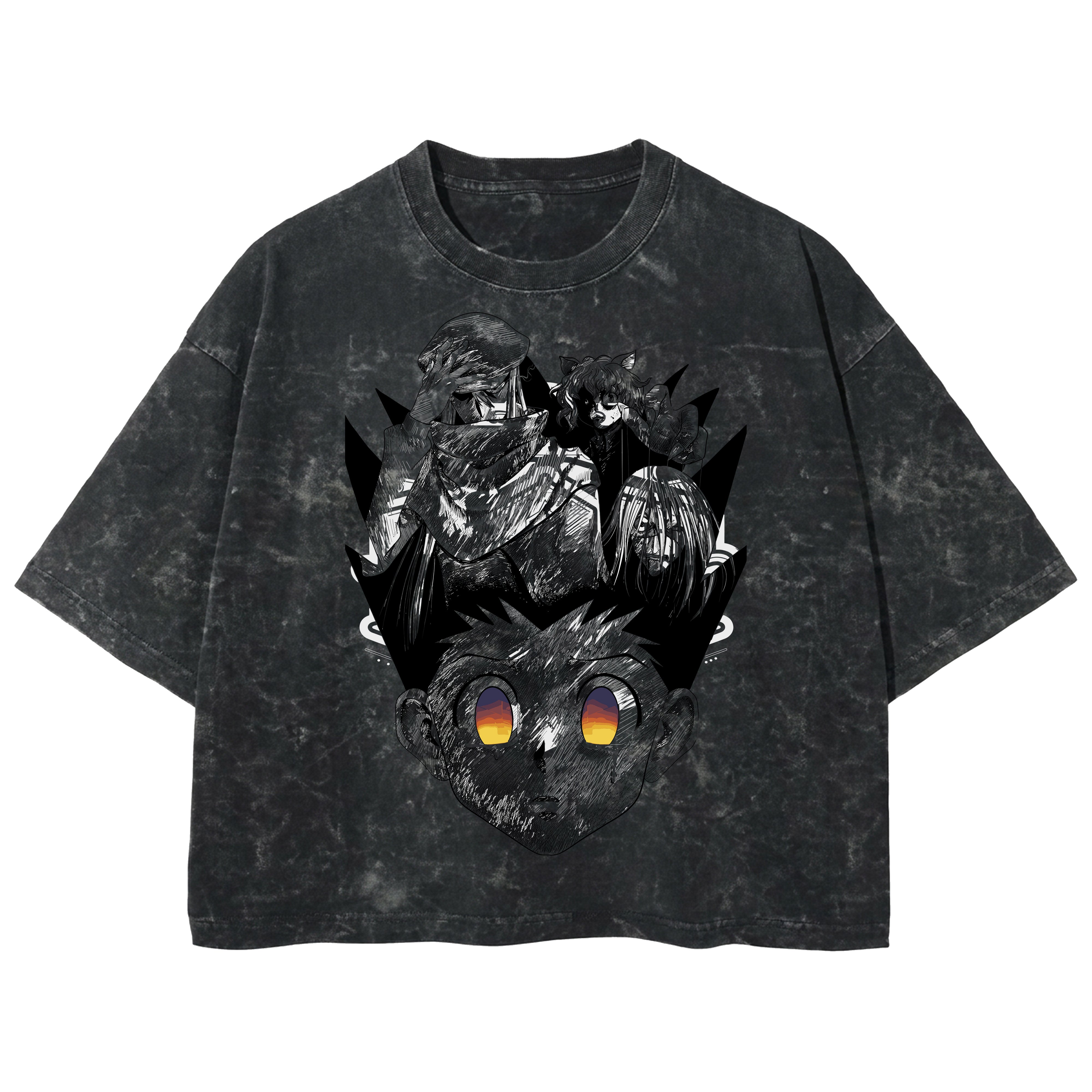 Playera streetwear premium de anime y gaming ExtraLife MX, corte boxy deluxe mineral wash heavyweight en color Acid Wash, moda urbana mexicana de culto.