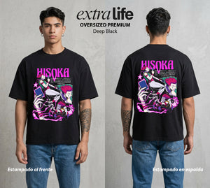 La Prueba del Cazador | Sombra del Cazador #04779 - Playera Oversized Premium | Deep Black - Foto en modelo
