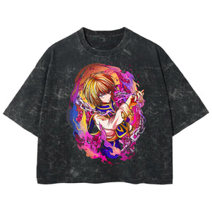 Playera streetwear premium de anime y gaming ExtraLife MX, corte boxy deluxe mineral wash heavyweight en color Acid Wash, moda urbana mexicana de culto.